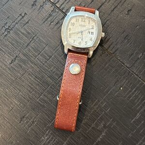 Ecclissi Genuine Leather Brown Silver Square Watch​​​​​​​​​ Needs Battery